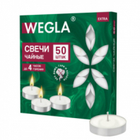 Свечи чайные литые в гильзе WEGLA (ВЕГЛА) EXTRA, до 4 часов горения, вес 10 грамм, КОМПЛЕКТ 50 штук, 702571 Свечи чайные литые в гильзе WEGLA (ВЕГЛА) EXTRA, до 4 часов горения, вес 10 грамм, КОМПЛЕКТ 50 штук, 702571