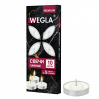 Свечи чайные литые в гильзе WEGLA (ВЕГЛА) PREMIUM, до 5 часов горения, вес 12 грамм, КОМПЛЕКТ 10 штук, 702574 Свечи чайные литые в гильзе WEGLA (ВЕГЛА) PREMIUM, до 5 часов горения, вес 12 грамм, КОМПЛЕКТ 10 штук, 702574