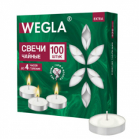 Свечи чайные литые в гильзе WEGLA (ВЕГЛА) EXTRA, до 4 часов горения, вес 10 грамм, КОМПЛЕКТ 100 штук, 702572 Свечи чайные литые в гильзе WEGLA (ВЕГЛА) EXTRA, до 4 часов горения, вес 10 грамм, КОМПЛЕКТ 100 штук, 702572