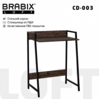 Стол на металлокаркасе BRABIX "LOFT CD-003", 640х420х840 мм, цвет морёный дуб, 641215 Стол на металлокаркасе BRABIX "LOFT CD-003", 640х420х840 мм, цвет морёный дуб, 641215