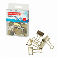Зажимы для бумаг BRAUBERG EXTRA, КОМПЛЕКТ 12 шт., 19 мм, на 60 л., золотистые, европодвес, 229586 Зажимы для бумаг BRAUBERG EXTRA, КОМПЛЕКТ 12 шт., 19 мм, на 60 л., золотистые, европодвес, 229586