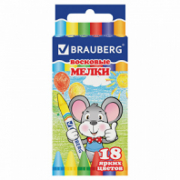 Восковые мелки BRAUBERG, НАБОР 18 цветов, 222963 Восковые мелки BRAUBERG, НАБОР 18 цветов, 222963