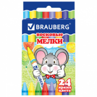 Восковые мелки BRAUBERG, НАБОР 24 цвета, 222964 Восковые мелки BRAUBERG, НАБОР 24 цвета, 222964