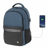 Рюкзак BRAUBERG URBAN универсальный, с отделением для ноутбука, USB-порт, "Denver", синий, 46х30х16 см, 229893 Рюкзак BRAUBERG URBAN универсальный, с отделением для ноутбука, USB-порт, "Denver", синий, 46х30х16 см, 229893