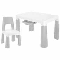 Стол детский + стул BRABIX KIDS CS-003, 2-7 лет, пластик белый + серый, 533292 Стол детский + стул BRABIX KIDS CS-003, 2-7 лет, пластик белый + серый, 533292