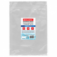Пакеты дой-пак с замком ZIP LOCK, прозрачные, 200х300 + 50 мм, КОМПЛЕКТ 100 штук, 70 мкм, BRAUBERG, 700700