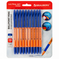 Ручки шариковые с грипом BRAUBERG "ULTRA GT ORANGE", НАБОР 10 ШТУК, СИНИЕ, 0,35 мм, блистер, 144057 Ручки шариковые с грипом BRAUBERG "ULTRA GT ORANGE", НАБОР 10 ШТУК, СИНИЕ, 0,35 мм, блистер, 144057