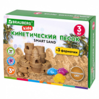 Песок для лепки кинетический, цвет песочный, 3 кг, коробка-песочница, формочки, BRAUBERG KIDS, 666008 Песок для лепки кинетический, цвет песочный, 3 кг, коробка-песочница, формочки, BRAUBERG KIDS, 666008