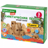 Песок для лепки кинетический, 3 цвета, 3 кг, коробка-песочница, BRAUBERG KIDS, 666009 Песок для лепки кинетический, 3 цвета, 3 кг, коробка-песочница, BRAUBERG KIDS, 666009