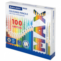 Карандаши цветные супермягкие яркие BRAUBERG MAX, 100 цветов, шестигранные, грифель 3,3 мм, натуральное дерево, 181862 Карандаши цветные супермягкие яркие BRAUBERG MAX, 100 цветов, шестигранные, грифель 3,3 мм, натуральное дерево, 181862