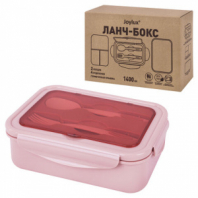Ланч-бокс контейнер, 2 секции, 3+1 отделения, 1,4 л, ложка, вилка, 7х21х14 см, розовый, JOYLUX (ДЖОЙЛЮКС), 609348 Ланч-бокс контейнер, 2 секции, 3+1 отделения, 1,4 л, ложка, вилка, 7х21х14 см, розовый, JOYLUX (ДЖОЙЛЮКС), 609348
