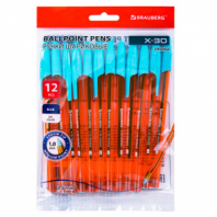 Ручки шариковые BRAUBERG X-30 ORANGE, КОМПЛЕКТ 12 шт., СИНИЕ, пишущий узел 1 мм, линия письма 0,5 мм, 144334 Ручки шариковые BRAUBERG X-30 ORANGE, КОМПЛЕКТ 12 шт., СИНИЕ, пишущий узел 1 мм, линия письма 0,5 мм, 144334