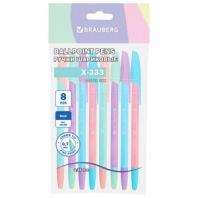 Ручки шариковые BRAUBERG "X-333 PASTEL MIX", НАБОР 8 ШТУК, СИНИЕ, узел 0,7 мм, линия письма 0,35 мм, 144535 Ручки шариковые BRAUBERG "X-333 PASTEL MIX", НАБОР 8 ШТУК, СИНИЕ, узел 0,7 мм, линия письма 0,35 мм, 144535