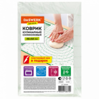 Коврик силиконовый для раскатки/запекания 46х66 см, зеленый, ПОДАРОК пластиковый нож, DASWERK (ДАСВЕРК), 608428