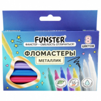 Фломастеры FUNSTER (ФАНСТЕР) "METALLIC" 8 цветов металлик, ударопрочный наконечник, 152630