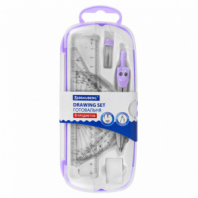 Готовальня BRAUBERG SCHOOL KIT, 8 предметов, циркуль 115 мм, чертежные принадлежности, лавандовый цвет, 210703 Готовальня BRAUBERG SCHOOL KIT, 8 предметов, циркуль 115 мм, чертежные принадлежности, лавандовый цвет, 210703