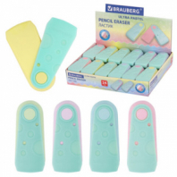 Ластик BRAUBERG "ULTRA PASTEL", 57х24х15 мм, пастельные цвета ассорти, бирюзовый пластиковый держатель, 272688 Ластик BRAUBERG "ULTRA PASTEL", 57х24х15 мм, пастельные цвета ассорти, бирюзовый пластиковый держатель, 272688