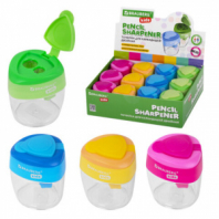 Точилка BRAUBERG KIDS "MAXI", 2 отверстия, с большим контейнером, трехгранный корпус, цвета ассорти, 271945