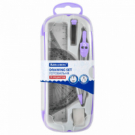 Готовальня BRAUBERG SCHOOL KIT, 9 предметов, циркуль 125 мм, чертежные принадлежности, лаванда, 210713 Готовальня BRAUBERG SCHOOL KIT, 9 предметов, циркуль 125 мм, чертежные принадлежности, лаванда, 210713