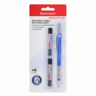 Карандаш механический 0,5 мм + грифели HB 24 штуки на блистере, BRAUBERG "METALLIC-X 05", металлические детали, 181965 Карандаш механический 0,5 мм + грифели HB 24 штуки на блистере, BRAUBERG "METALLIC-X 05", металлические детали, 181965
