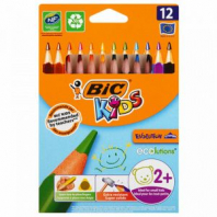 Карандаши цветные утолщенные BIC "Kids Evolution Triangle", 12 цветов, трехгранные, грифель 4 мм, 8297356, 82973511